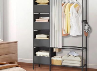 New Metal Clothes Rail with Storage Shelves