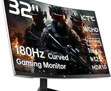 32 Inch Curved Monitor VA 1500R, 2K QHD 1440P@180Hz Gaming Monitor, 1ms MPRT, Adaptive Sync, HDR10, 122% sRGB, VESA, HMDI 2.0 / DP 1.4 Compatible with Desktop, Laptop, PS5, Xbox and More