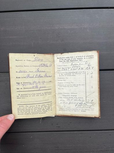 WW1 British Old contemptible 1914 original paybook and paperwork grouping