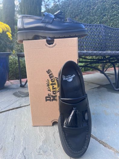 Adrian Dr Martin Polished Smooth Black Loafers UK 6.5