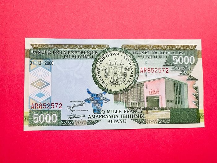Burundi  5000. Francs  2008. Pick 48a. Uncirculated