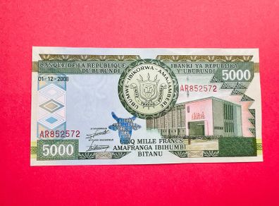 Burundi  5000. Francs  2008. Pick 48a. Uncirculated