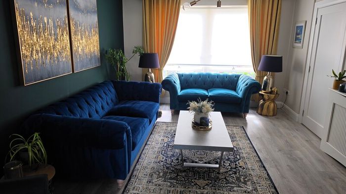 Gosford Large Navy Button Sofa