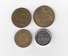 Goldsmith Harrogate George III Gaming Token, and 3 other tokens (No: 394)