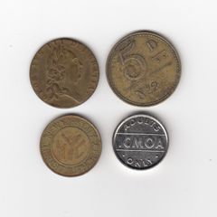 Goldsmith Harrogate George III Gaming Token, and 3 other tokens (No: 394)