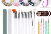10 sets Manicure bevel diamond-mounted Brush Pen Nail Art decoration wire aluminoum Painting Drawing Phototherapy accessory