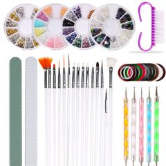 10 sets Manicure bevel diamond-mounted Brush Pen Nail Art decoration wire aluminoum Painting Drawing Phototherapy accessory