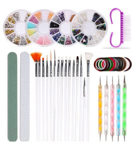 10 sets Manicure bevel diamond-mounted Brush Pen Nail Art decoration wire aluminoum Painting Drawing Phototherapy accessory