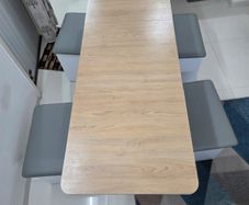 Modular and Wood Finished Dining Table with Stools