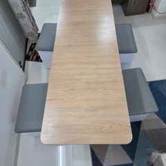 Modular and Wood Finished Dining Table with Stools