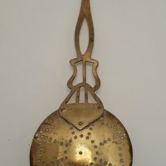 19th Century english brass & copper chestnut warmer