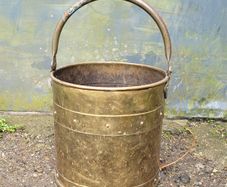 Antique riveted brass & copper bucket