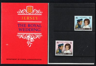 1973 Jersey Royal Wedding Princess Anne and Captain Mark Philips Commemorative Stamps Presentation Pack