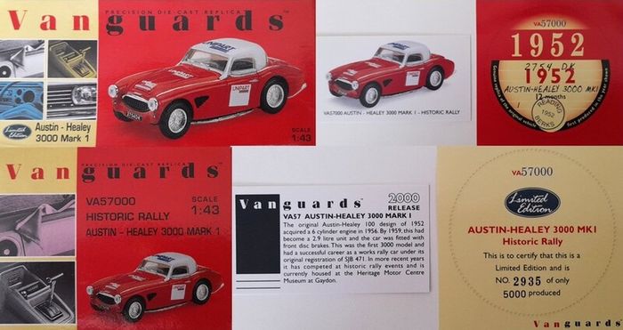 Diecast Model Austin Healey 3000 Mk1 Rally - Collectable Vanguards 1:43