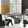Marble Coffee Table with 2 Open Shelves, Sofa Table with Metal Frame, Rectangular Coffee Table for Living Room, Office, 110 x 60 x 45 cm, Max. 90 kg, Grey Image 6