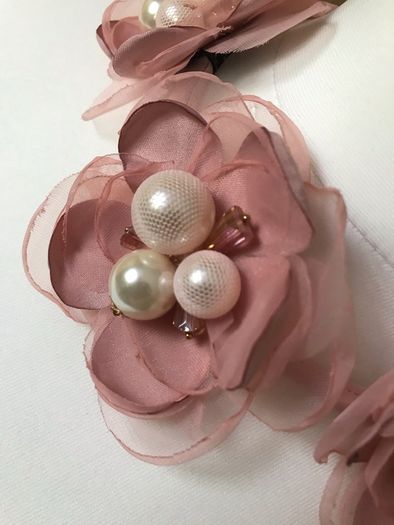 Blush pink decorative floral necklace