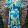 vintage summer shirt dress Blue yellow green size medium Image 7