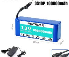 12V 10000mAh 3S3P 18650 Battery Pack with BMS 12.6V Lithium Ion Rechargeable Battery Replacement for Power Tool Vacuum Cleaner