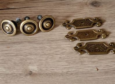 Vintage Brass Knobs and Hinges Set