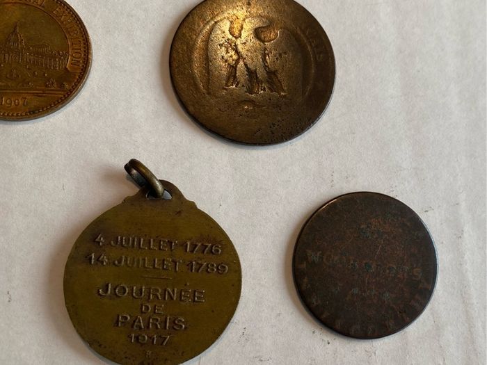 Collection of 5 antique coins / medals -  1800-1907