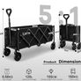 Folding Festival Trolley on Wheels, 160kg (350LBS) Capacity Shopping Trolley with Silent Wheels, Foldable Camping Garden Cart with Adjustable Handle, Portable Utility Wagon, Black Image 2