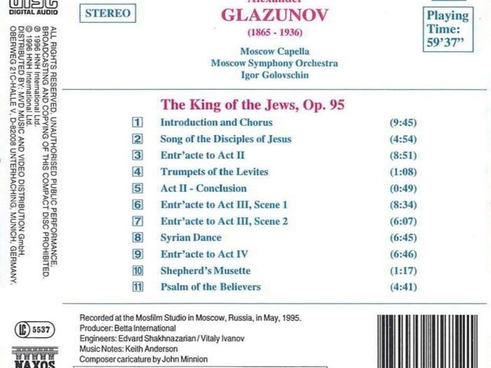 Glazunov. The King of the Jews. CD. Free Postage!