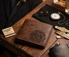 Groomsman leather PU engraved wallet