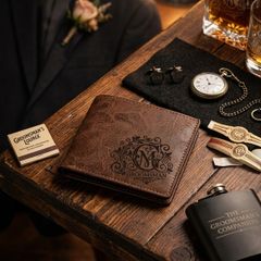 Groomsman leather PU engraved wallet
