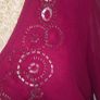 One Fuchsia Pink Beaded Chiffon Blouse Sheer Sleeve Party Evening Top UK16 Image 2