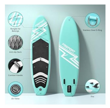 FBSPORT 11' Premium Stand Up Paddle Board - SUP Board - Mint Green