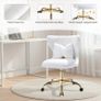 Vanity Chair with Gold Wheels & Bow Pillow, Fluffy Desk Chairs for Home Office & Bedroom, Height Adjustable& Easy to Assemble,White Image 3