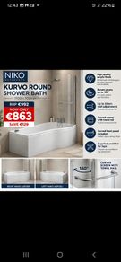Kurvo round shower bath package