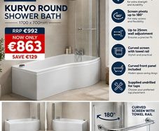 Kurvo round shower bath package