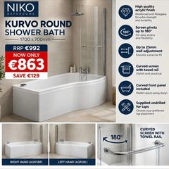 Kurvo round shower bath package