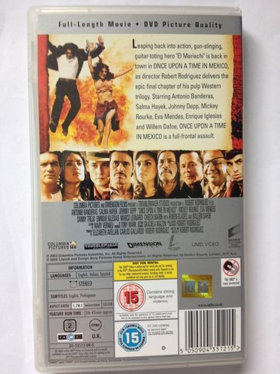 Once Upon A Time In Mexico (Robert Rodriguez Film) [2003] Antonio Banderas, Salma Hayek, Johnny Depp, Mickey Rourke, Eva Mendes, Danny Trejo & Willem Dafoe (PSP-UMD Movie)