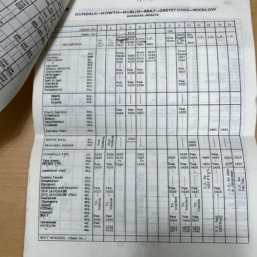 Railway Working Timetable Supplement CIE Dublin Suburban Svcs 1974 + 1977 +Notes