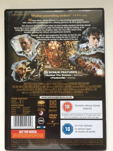 Wanted (With Limited Edition Comic) James McAvoy, Angelina Jolie & Morgan Freeman [2008] [Movie DVD]