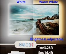 5m Flexible LED Dimmable Rope Light strip light- USB-Powered 3 Color Modes (Warm White/Natural White/Cold White), Adjustable Brightness,