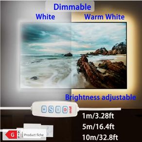 5m Flexible LED Dimmable Rope Light strip light- USB-Powered 3 Color Modes (Warm White/Natural White/Cold White), Adjustable Brightness,