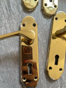 Gold effect door handles