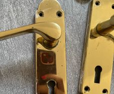 Gold effect door handles