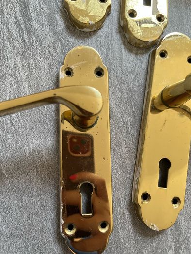 Gold effect door handles