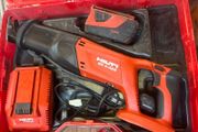 Hilti SR 4-A22 reciprocating saw, a CPC lithium-ion battery, and a charger in its original red case