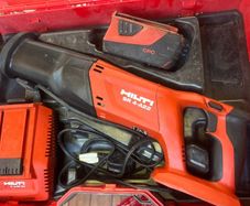 Hilti SR 4-A22 reciprocating saw, a CPC lithium-ion battery, and a charger in its original red case
