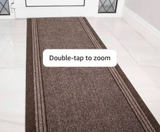 The Rug House Brown Rubber Backed Very Long Hallway Hall Runner Narrow Rugs Custom Length - Sold and Priced Per Foot