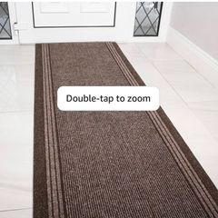 The Rug House Brown Rubber Backed Very Long Hallway Hall Runner Narrow Rugs Custom Length - Sold and Priced Per Foot