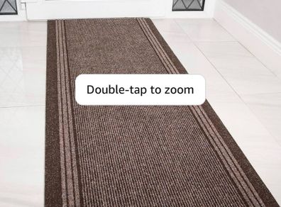 The Rug House Brown Rubber Backed Very Long Hallway Hall Runner Narrow Rugs Custom Length - Sold and Priced Per Foot