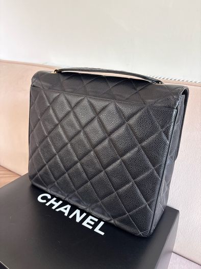 chanel rare vintage caviar Single Flap 24k Gold Plated