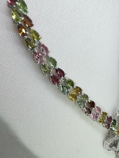 Silver Multi Tourmaline & Zircon Butterfly Lariat
