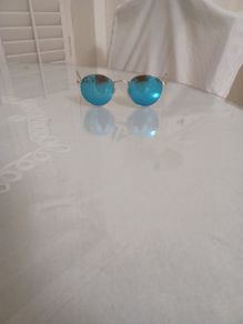 Ray Ban P  .. Round Flash Lenses ...Matte Gold Frame ... Blue Mirror  Lenses ... no box ... perfect condition ... REDUCED